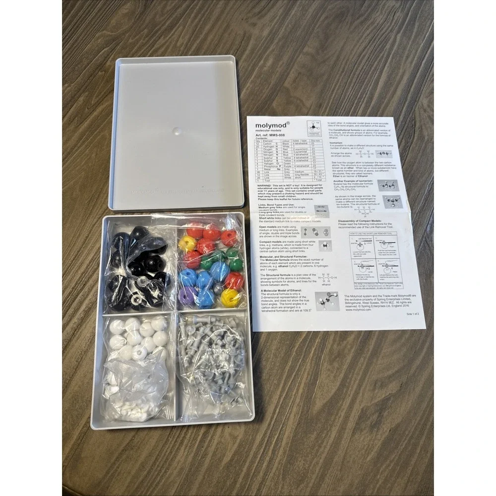 Molymod Organic Student Set MMS-008 Made In England Complete 114 Pieces & Tool